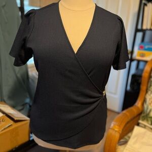 Michael Kors Navy Wrap Blouse